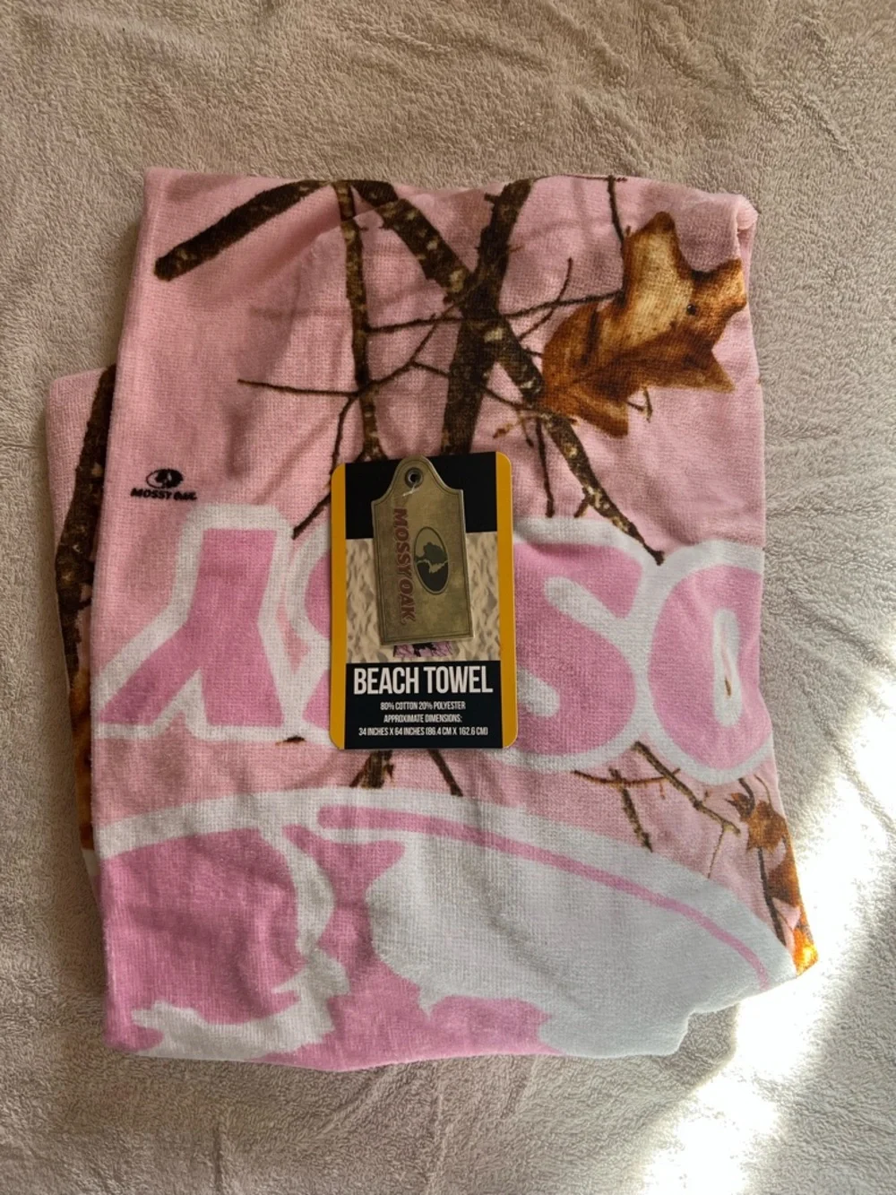 Pink Camouflage Mossy Oak Beach Towel